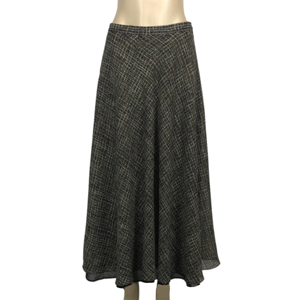 Coldwater Creek Geometric Print Flowy A-Line Maxi Skirt Size XS Preppy Academia
